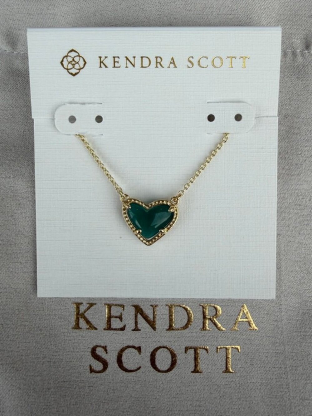 Kendra Scott Green Heart Necklace